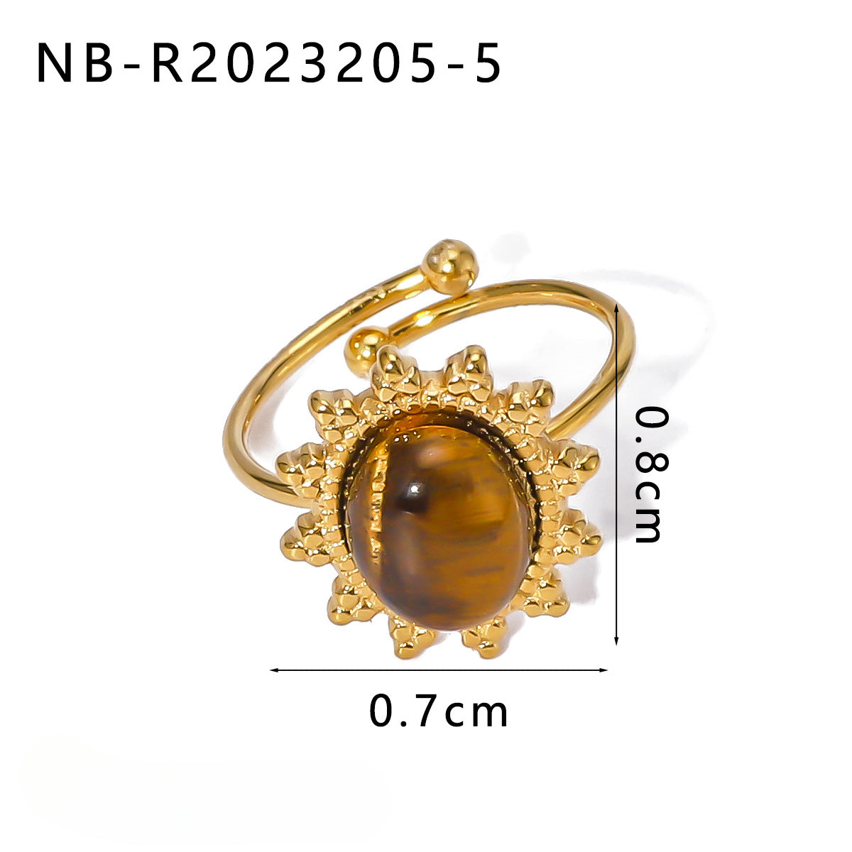 Wholesale Stainless Steel Ring Inlaid Natural Stone Open Adjustable Rings ACC-RS-XinY016