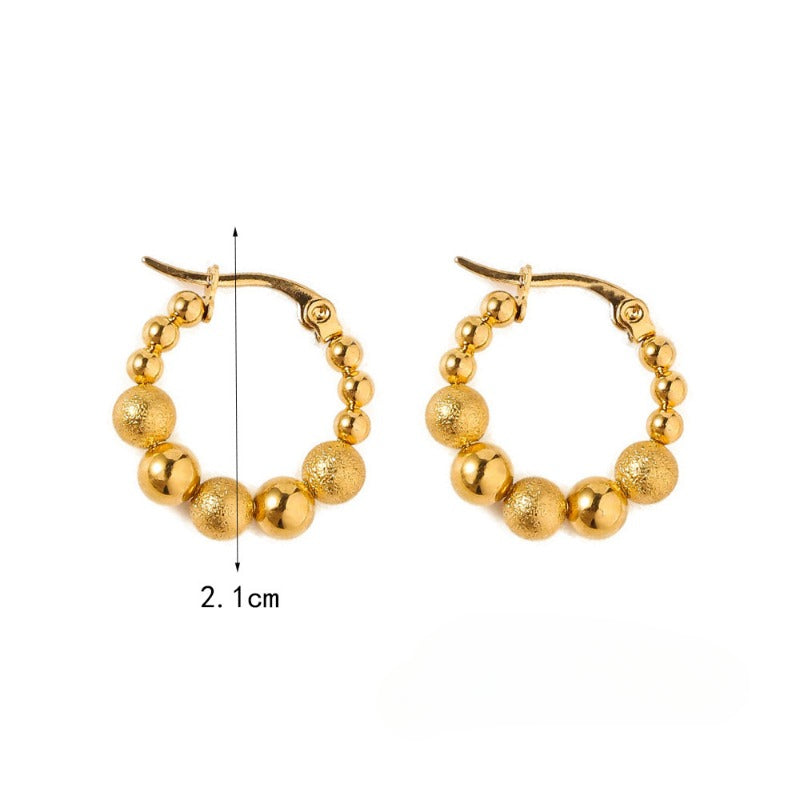 Wholesale French Vintage Titanium Steel Metal Bead Earrings ACC-ES-Ruif001