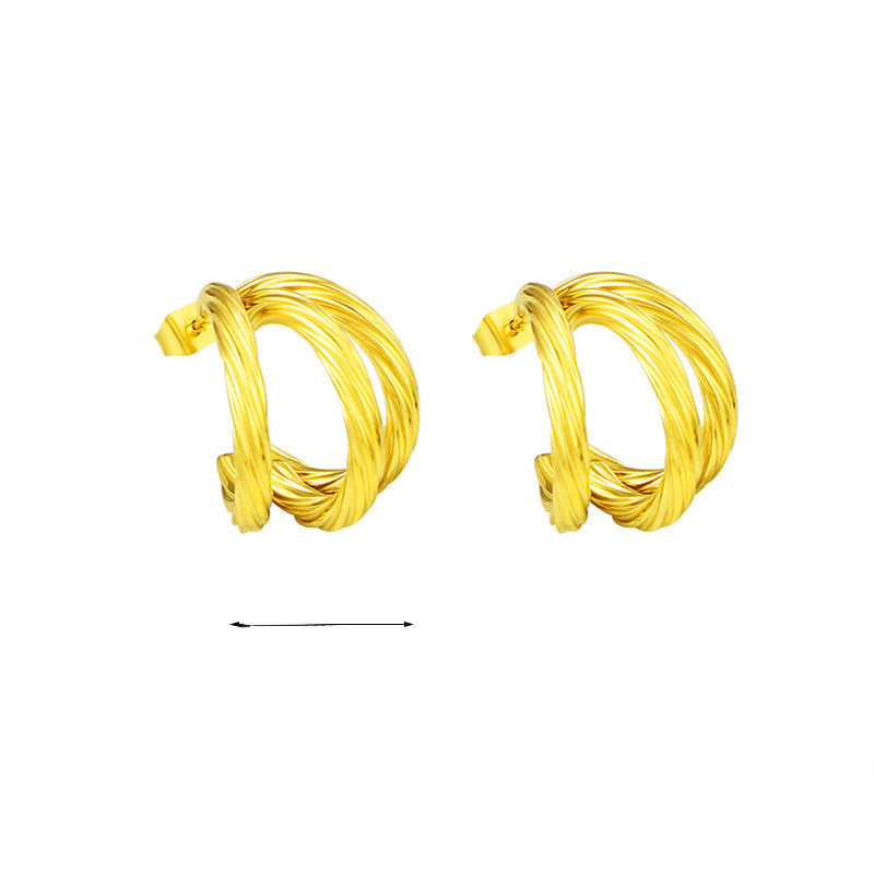 Wholesale Vintage Three-circle Earrings Titanium Steel Earrings ACC-ES-Hengx001