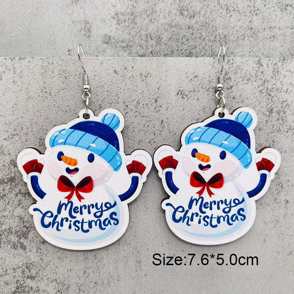 Wholesale Christmas Santa Claus Christmas Stocking Elk Wood Earrings ACC-ES-ChenY055