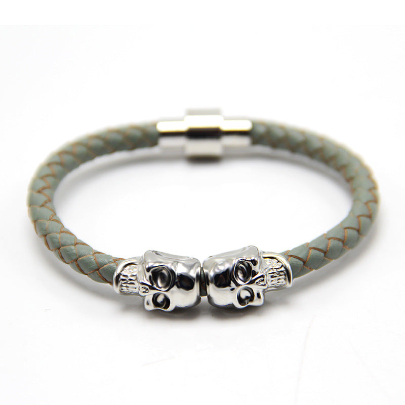 Wholesale Punk Style Skull Leather Men's Bracelet