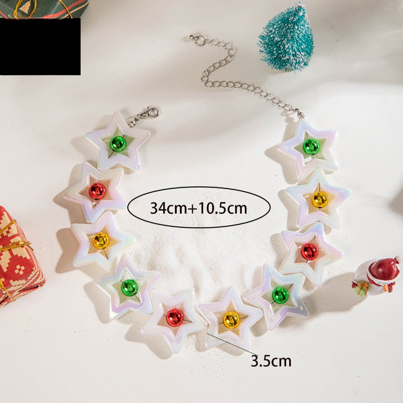 Wholesale Christmas Acrylic Five-pointed Star Beaded Necklace ACC-NE-YongGe006