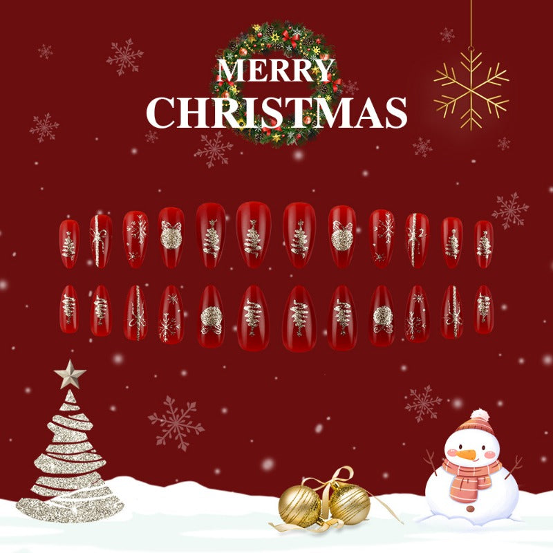 Wholesale 24 Pieces/box Christmas Red Nails Kits Nail Stickers ACC-NS-MiKe012