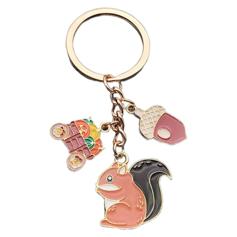 Wholesale Thanksgiving Oil Drop Squirrel Pine Cone Keychain ACC-KC-Luneng008