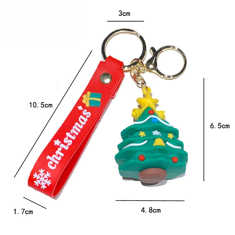 Wholesale Cartoon Cute Santa Claus Christmas Tree PVC Soft Keychain Creative Keychain ACC-KC-XinShu001