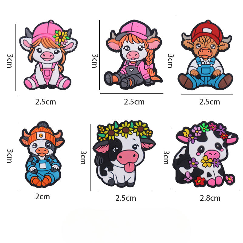 Wholesale 5pcs Cartoon Cow Silicone Focal Beads ACC-BDS-GuangTian035