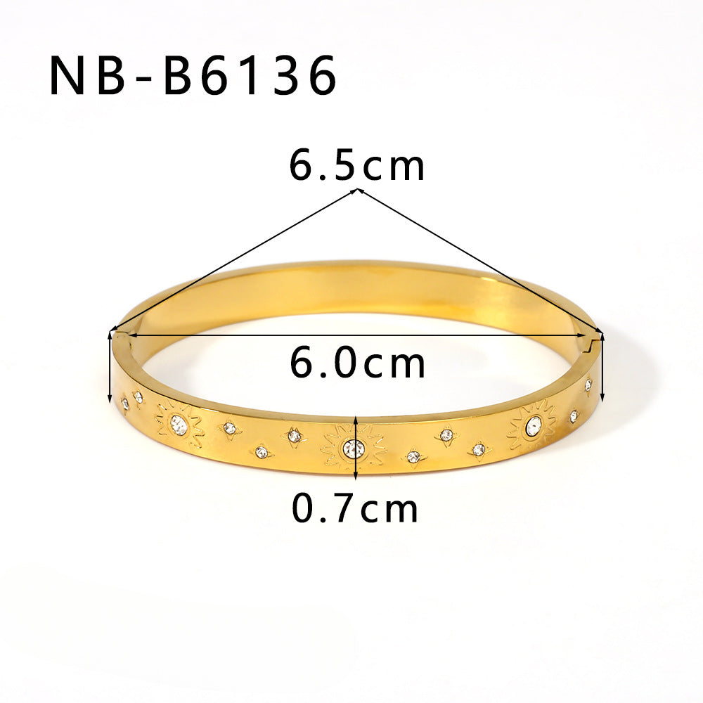 Wholesale Stainless Steel Inlaid Zircon Colorful Leaf Snowflake Love Geometric Bracelet ACC-BT-XinY027