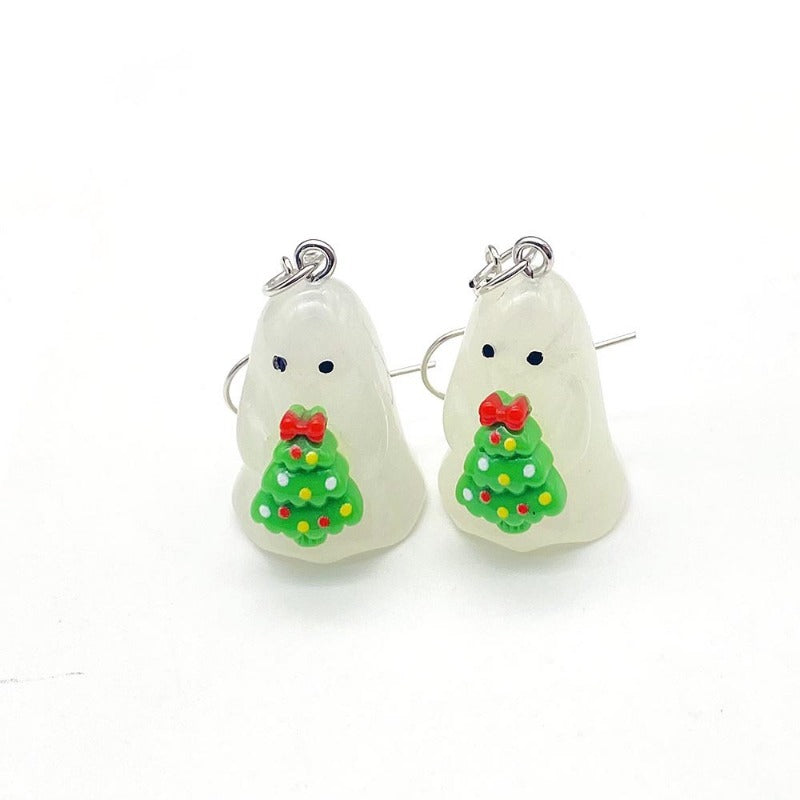 Wholesale New Christmas 3D Stereo Luminous Ghost Christmas Tree Earrings ACC-ES-ChenY103