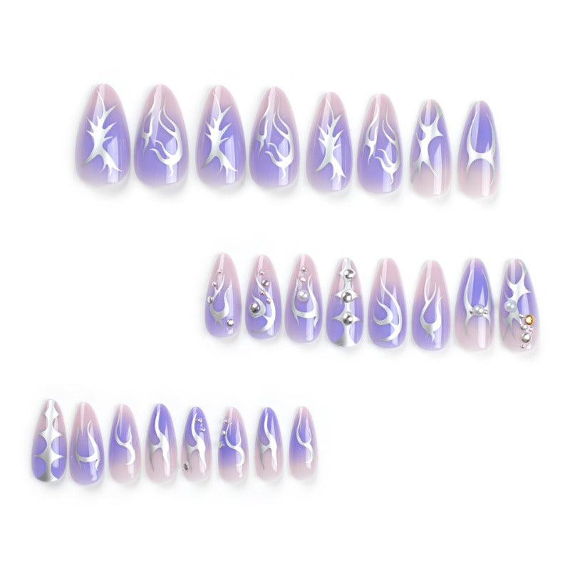 Wholesale 24 Pieces/box Flame Press-on Nails Kits Nail Stickers ACC-NS-LeFan099