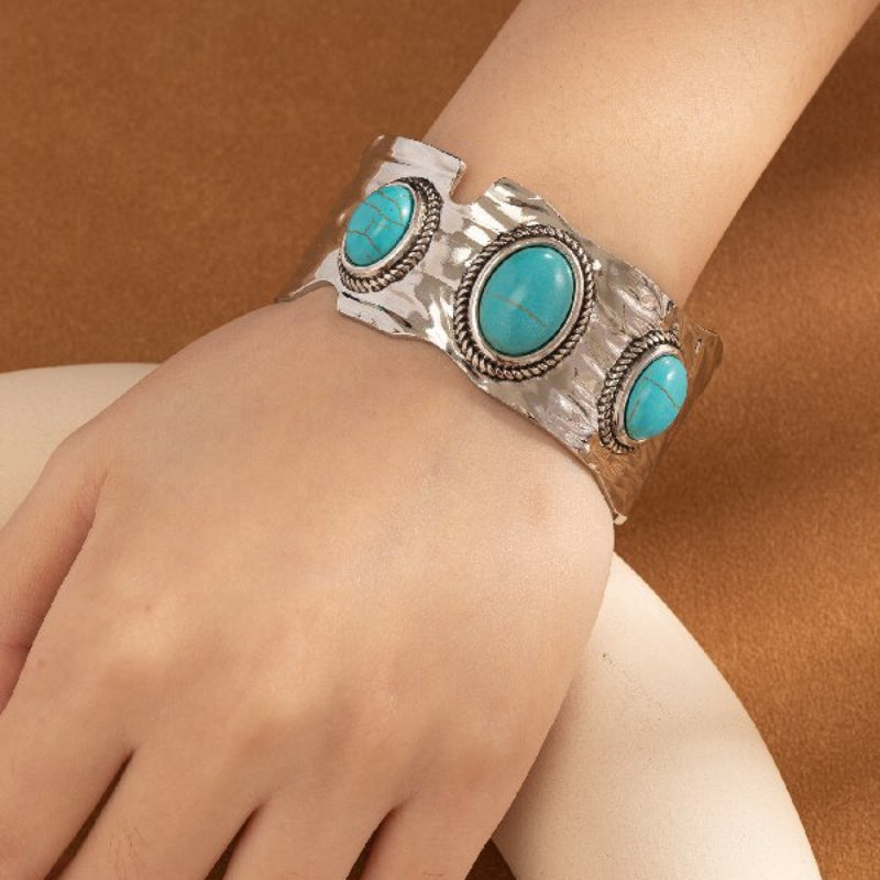 Wholesale Bohemian Oval Pattern Turquoise Iron Bracelet ACC-BT-Gaoz005