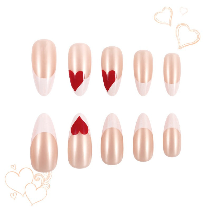 Wholesale 24 Pieces/box Shiny Oval Rose Red Heart Nails Kits Nail Stickers ACC-NS-MiKe025