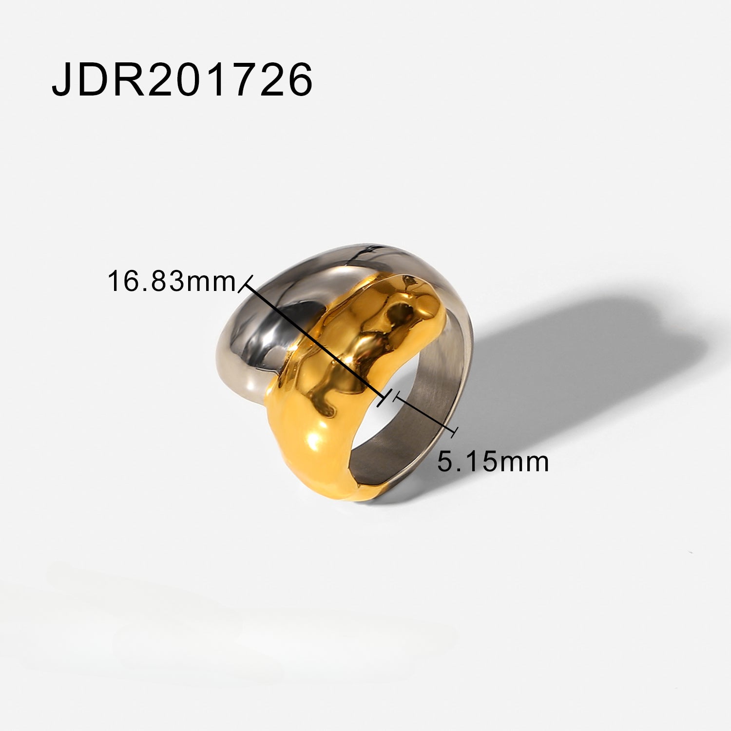 Wholesale Gold and Silver Two-tone Electroplated Retro Glossy Stainless Steel Rings ACC-RS-WanXing004