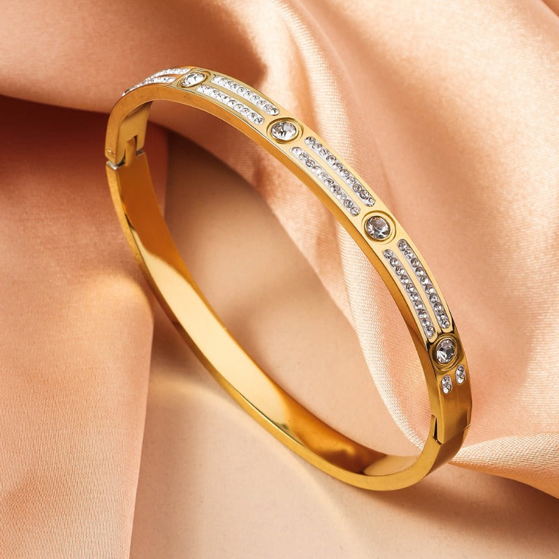 Wholesale Double Row Diamond Starry Sky Titanium Steel Bracelet ACC-BT-Ruif009