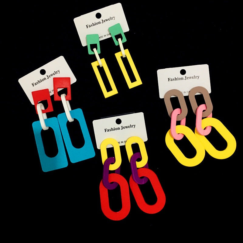 Wholesale Colorful Geometric Acrylic Flower Earrings ACC-ES-CT033