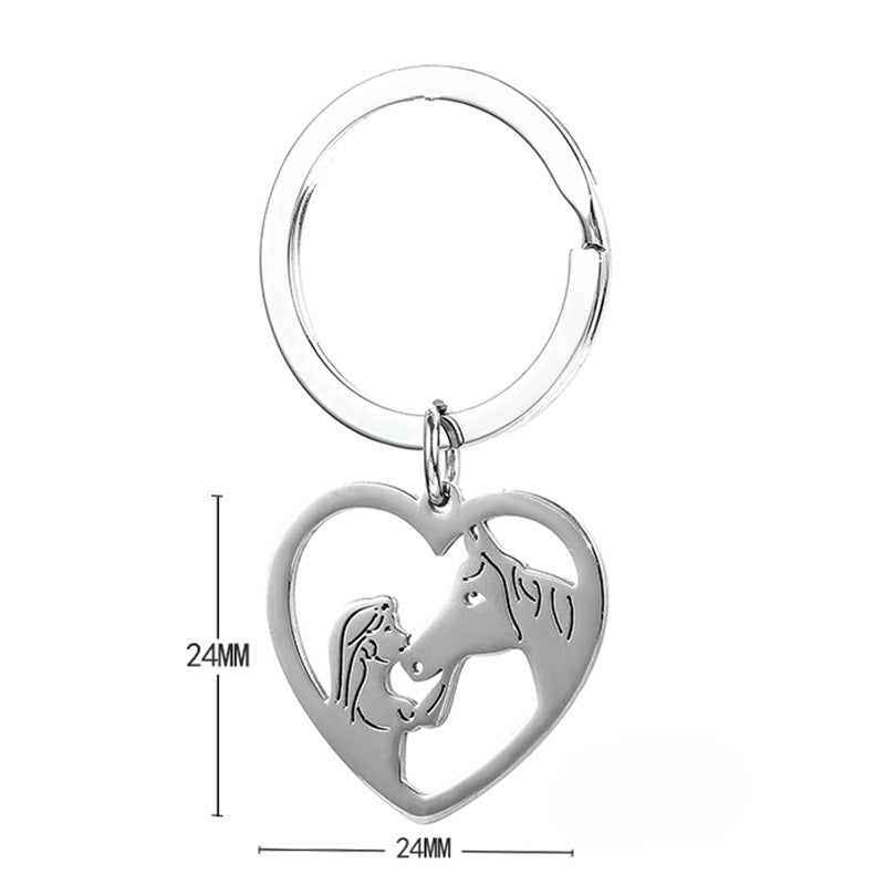 Wholesale Girl and Horse Stainless Steel Keychains ACC-KC-JinZhu006