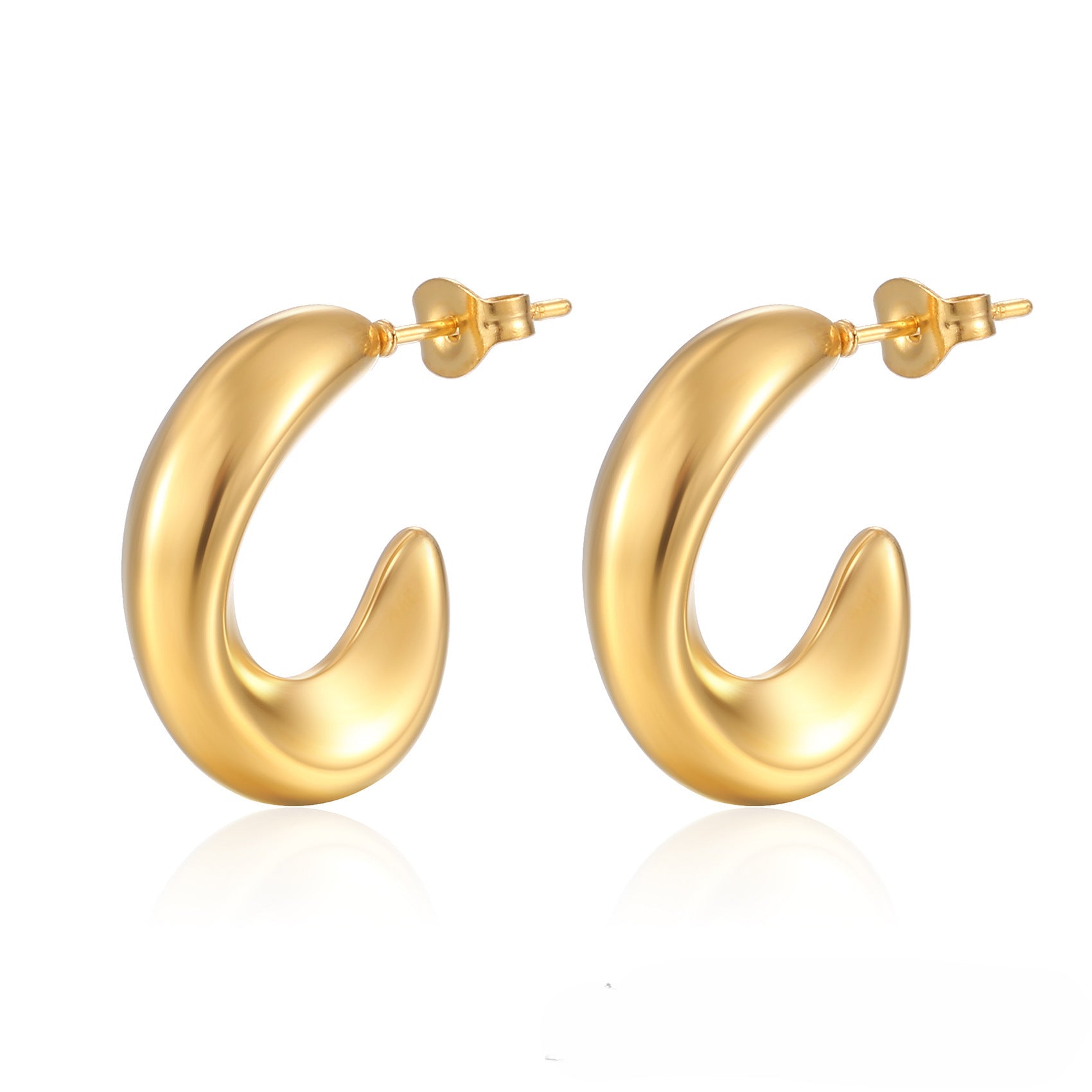 Wholesale 18K Gold Titanium Steel Horn Polished Irregular Earrings ACC-ES-HanLi001