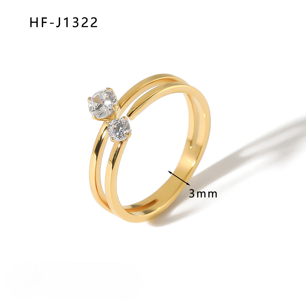 Wholesale Vintage Open Zircon Inlaid Stainless Steel Rings ACC-RS-XinY013