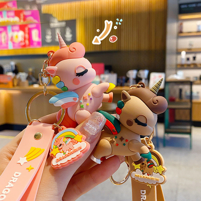 Wholesale Cartoon Cute Rainbow Horse Unicorn PVC Keychain Cute Keychain ACC-KC-BaiMao001