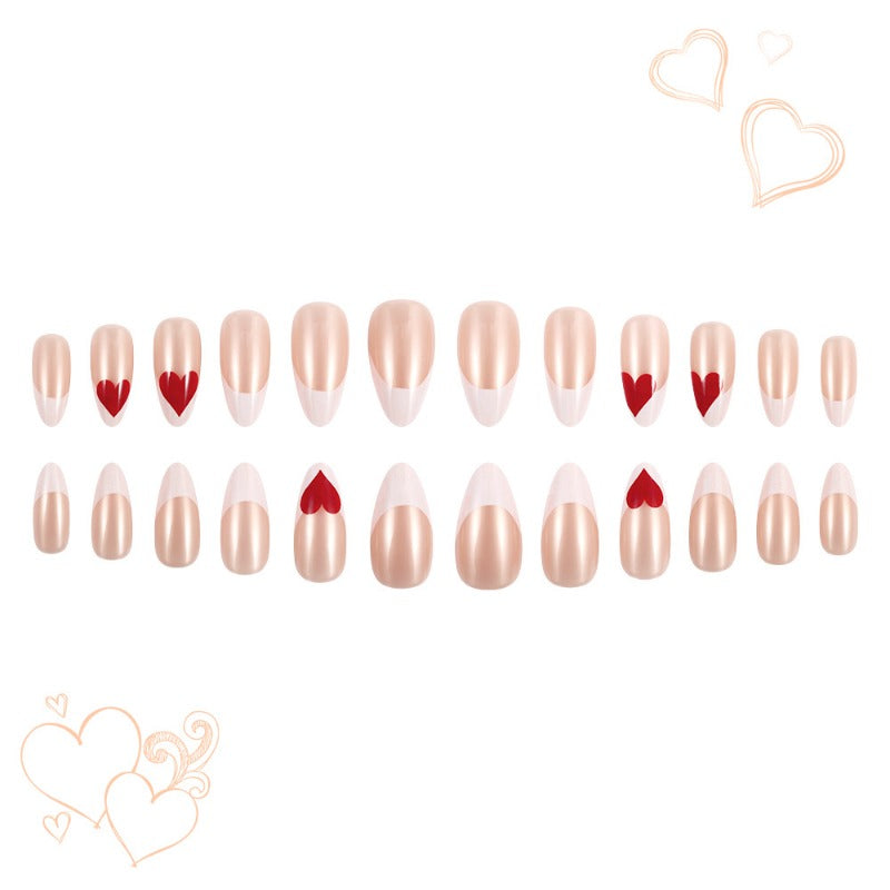 Wholesale 24 Pieces/box Shiny Oval Rose Red Heart Nails Kits Nail Stickers ACC-NS-MiKe025