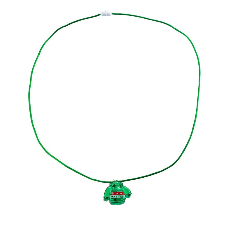 Wholesale 5pcs Christmas Green Sweater Luminous Necklaces  ACC-NE-ChuanSha003