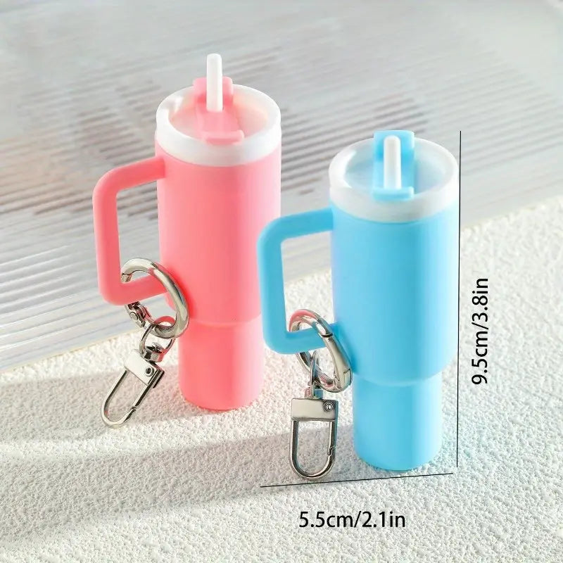 14pcs Mini Tumbler Cup Keychain Chapstick Holder, Water Bottle Keychain, Lipstick Holder, Pill And Coin Storage Box, Perfect DIY Gift