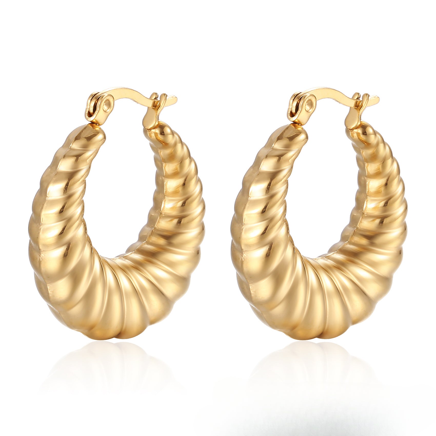 Wholesale 18K Gold Titanium Steel Horn Polished Irregular Earrings ACC-ES-HanLi001