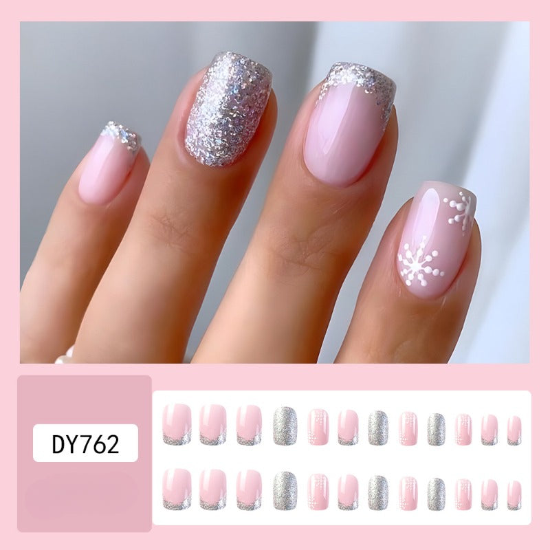 Wholesale 24 Pieces/box Christmas Flashing Snowflake Nails Kits Nail Stickers ACC-NS-QXJ012