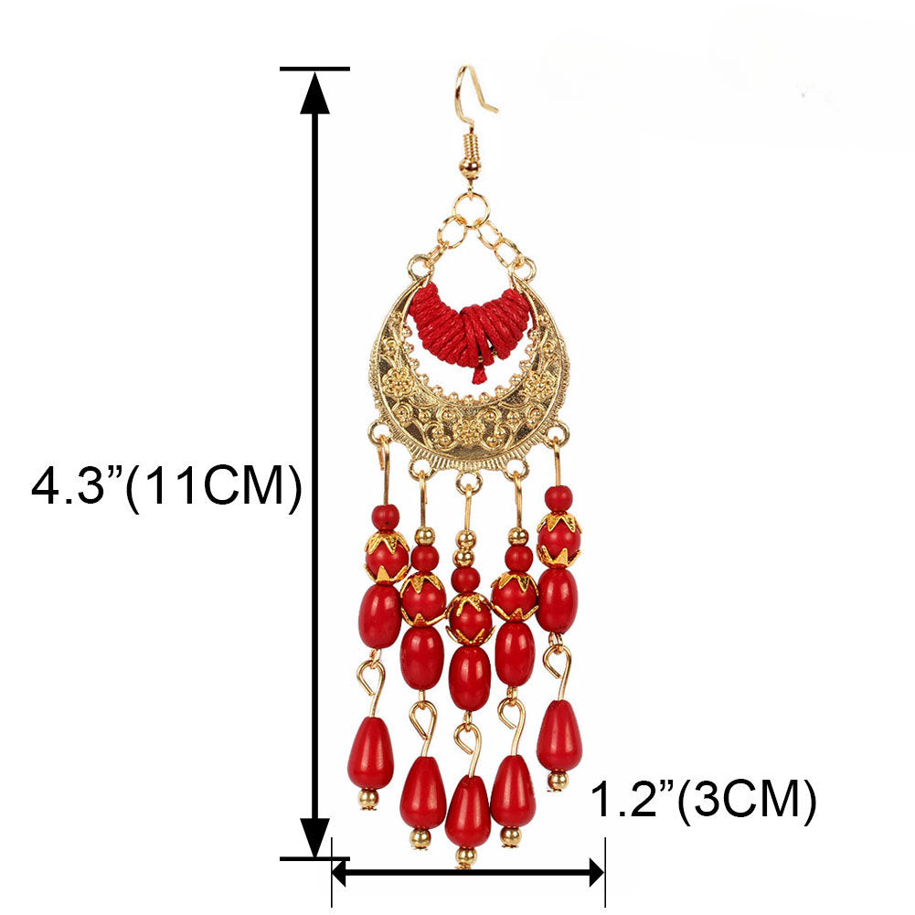 Wholesale Water Drop Tassel Bohemian Crescent Earrings ACC-ES-Tengc001