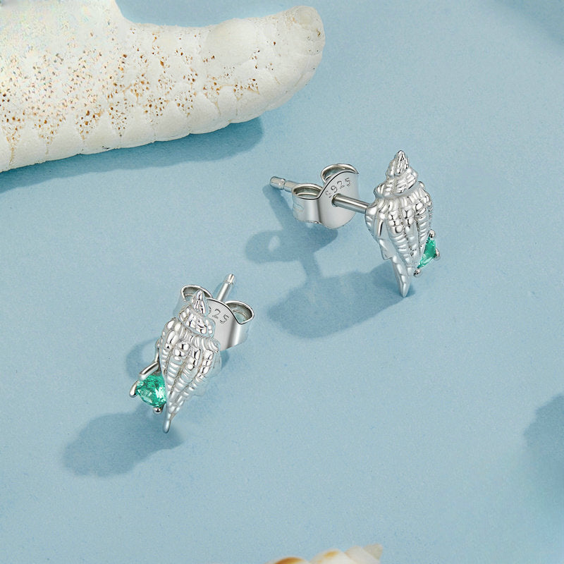 Wholesale Platinum-plated Conch Earrings Ocean Style S925 Sterling Silver Earrings ACC-ES-Yinzhiyun002
