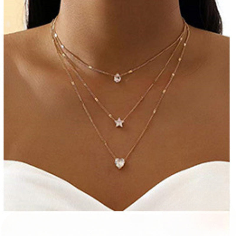 Wholesale Light Luxury Devil Eye Chain Sun Pendant Double Clavicle Necklaces ACC-NE-GaoTu003