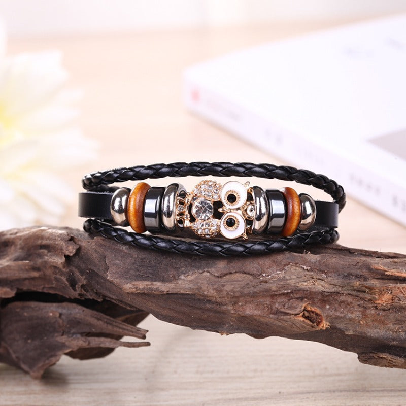 Wholesale Cowhide Exaggerated Owl Bracelet ACC-BT-Luany002