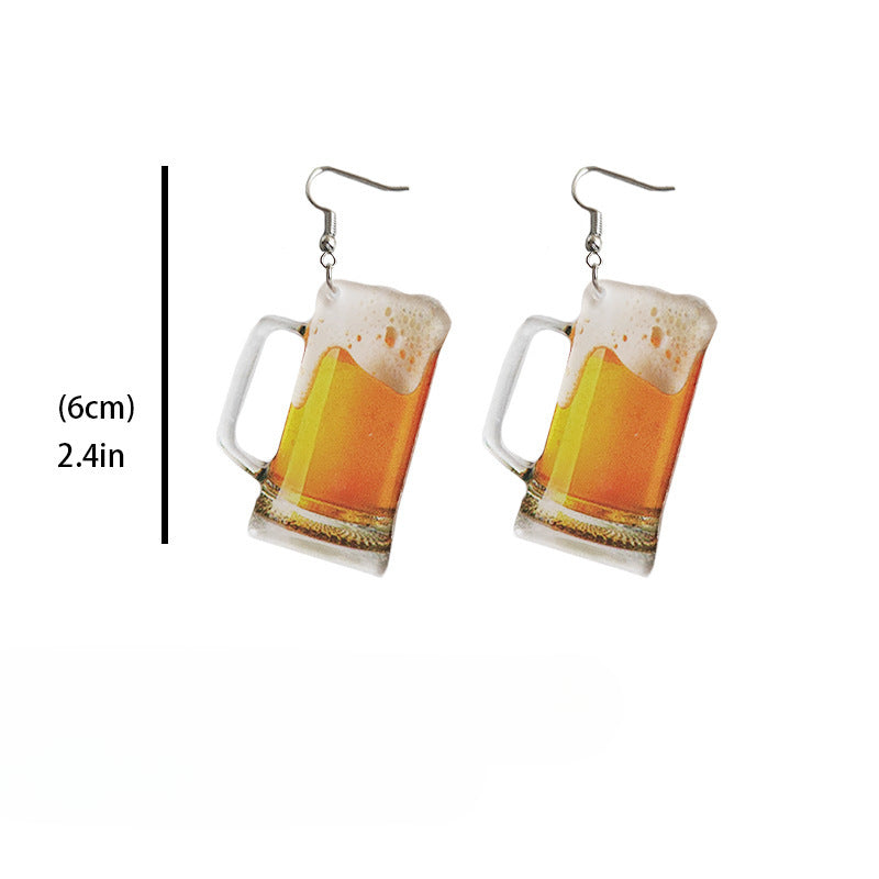 Wholesale 2 Pairs/pack Transparent Beer Red Wine Acrylic Earrings ACC-ES-HY084