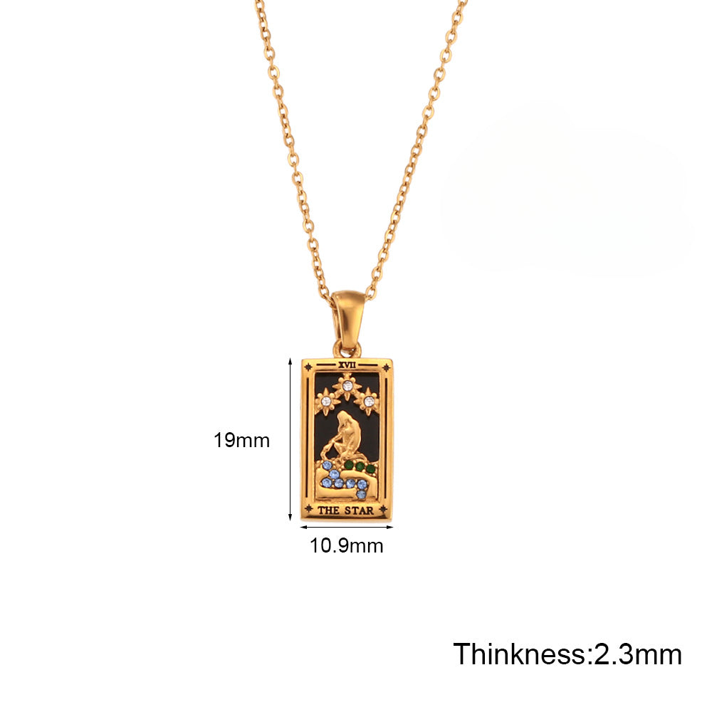 Wholesale Vintage Pendant Stainless Steel Rectangular Zircon Necklaces ACC-NE-Mengj003