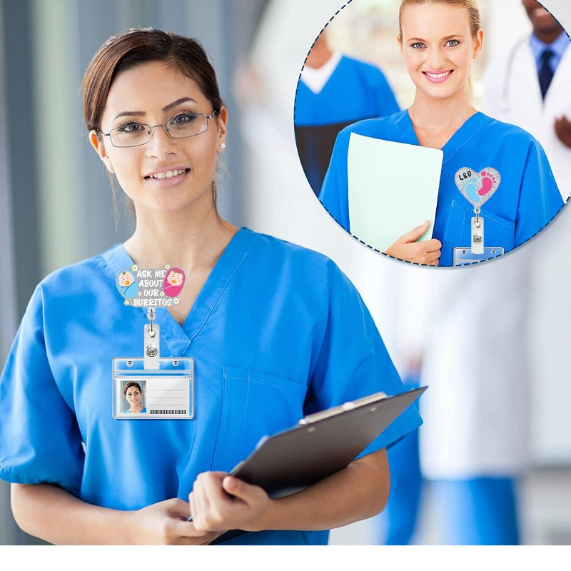 Wholesale Acrylic Glitter Footprint Clothes Baby Retractable Rotating Badge Keychain ACC-KC-QiDing014