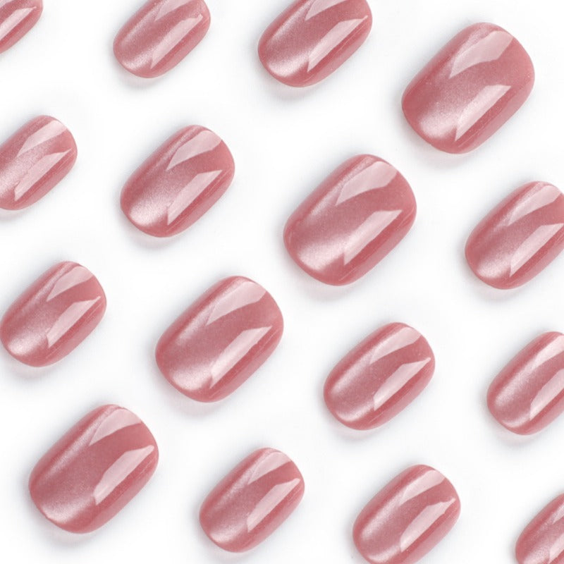 Wholesale 24 Pieces/box Nude Pink Cat Eye Press-on Nails Kits Nail Stickers ACC-NS-LeFan165