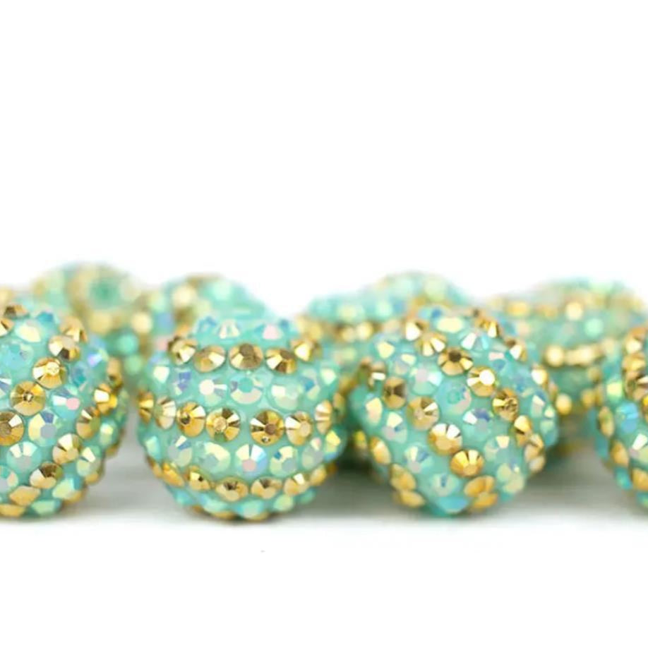 Wholesale 5pcs 16-22MM Resin Diamond Ball Beads Blue Gold Striped Diamond Ball Beads ACC-BDS-NiJia052