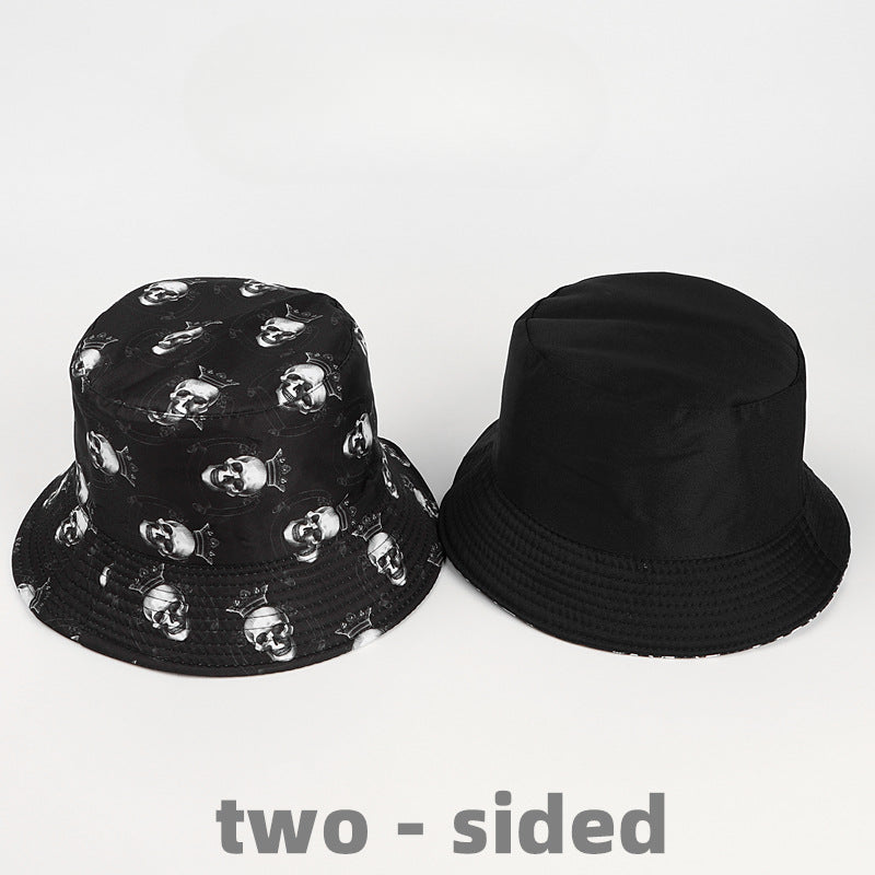 Wholesale Creative Printing Bucket Hat Skull Rose Double-sided Bucket Hat ACC-HT-LueLan010