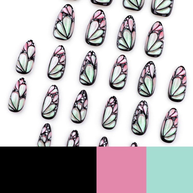 Wholesale 24 Pieces/box Butterfly Gradient Press-on Nails Kits Nail Stickers  ACC-NS-LeFan114