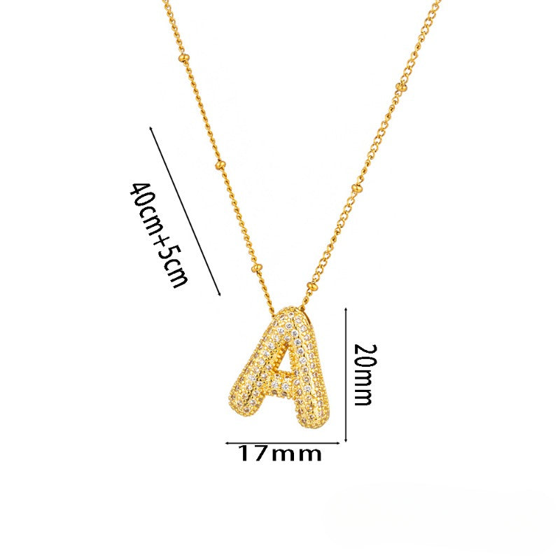 Wholesale Micro-Inlaid Zirconia Letter Pendant Necklace ACC-NE-KuCai012