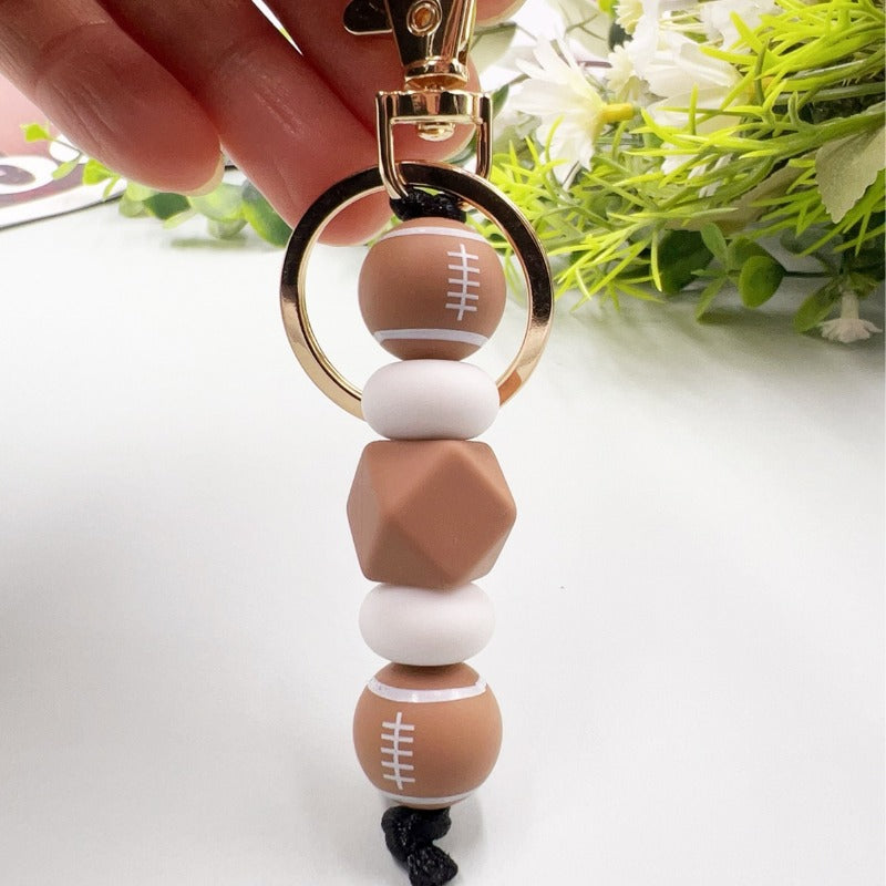 Wholesale Sports Ball Football Basketball Rugby Silicone Beaded Keychain ACC-KC-JiuYa011
