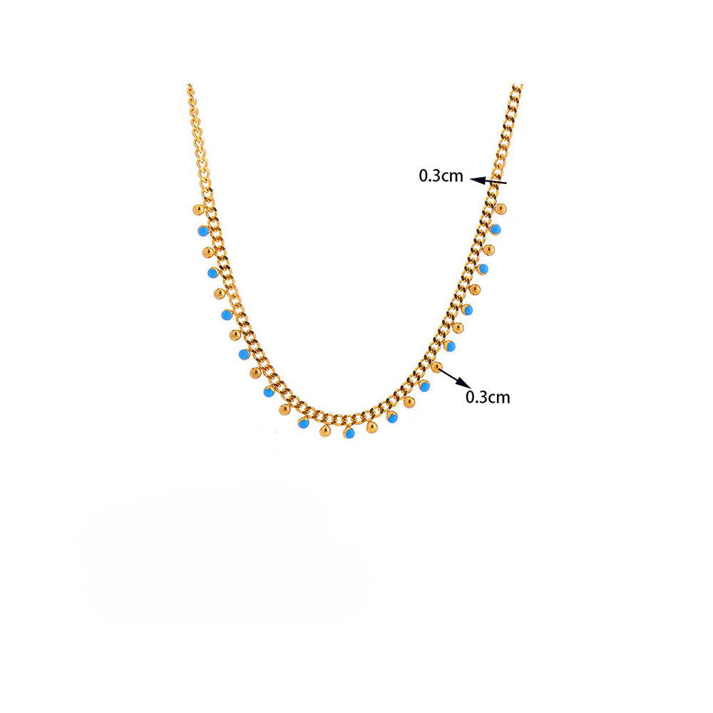 Wholesale Titanium Steel Necklace 18k Gold Plated Necklace Blue Epoxy Star and Moon Necklace ACC-NE-Tais008