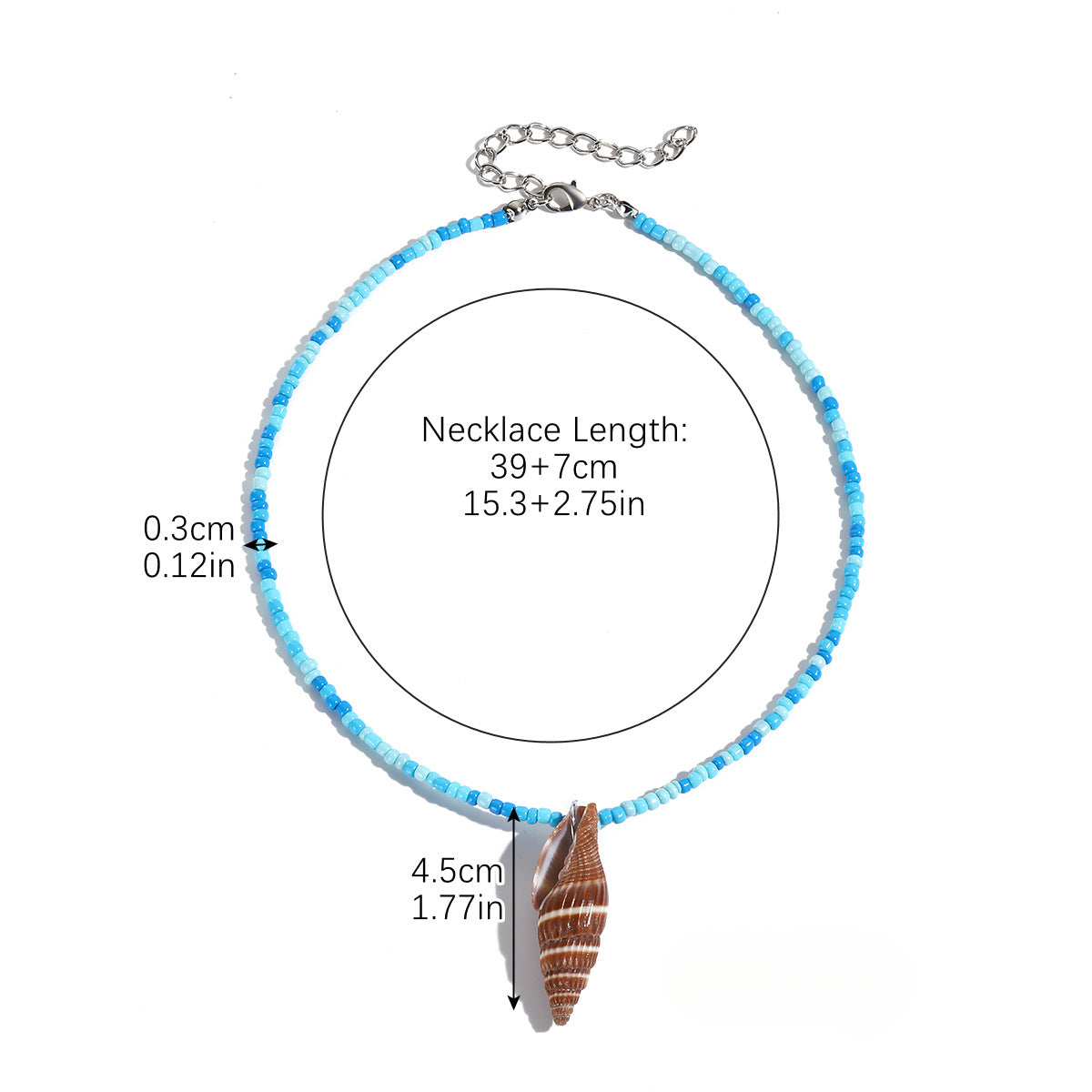 Wholesale Ocean Style Conch Colorful Rice Beads Beaded Shell Necklace ACC-NE-ManYi010