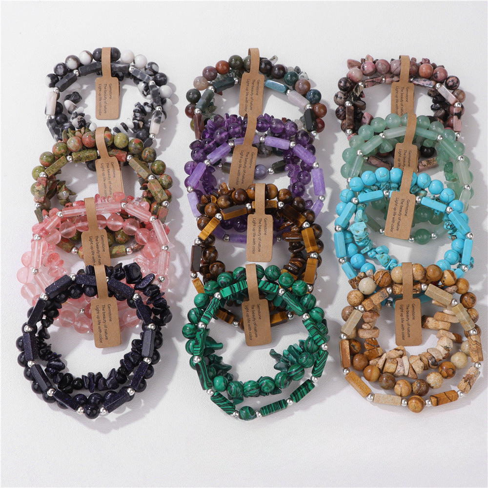 Wholesale Vintage Multi-layer Natural Stone Crystal Bracelets ACC-BT-GEB012
