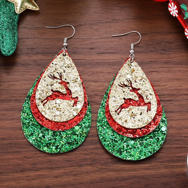 Wholesale Sequin Leather Christmas Earrings ACC-ES-ChuLian100