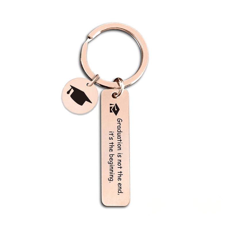 Wholesale 2024 Graduation Season Inspirational Phrases Square Stainless Steel Keychain ACC-KC-Ganggu013