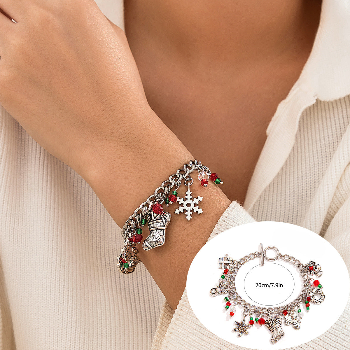 Wholesale Christmas Polymer Clay Beaded Bracelet Set ACC-BT-XueRou006