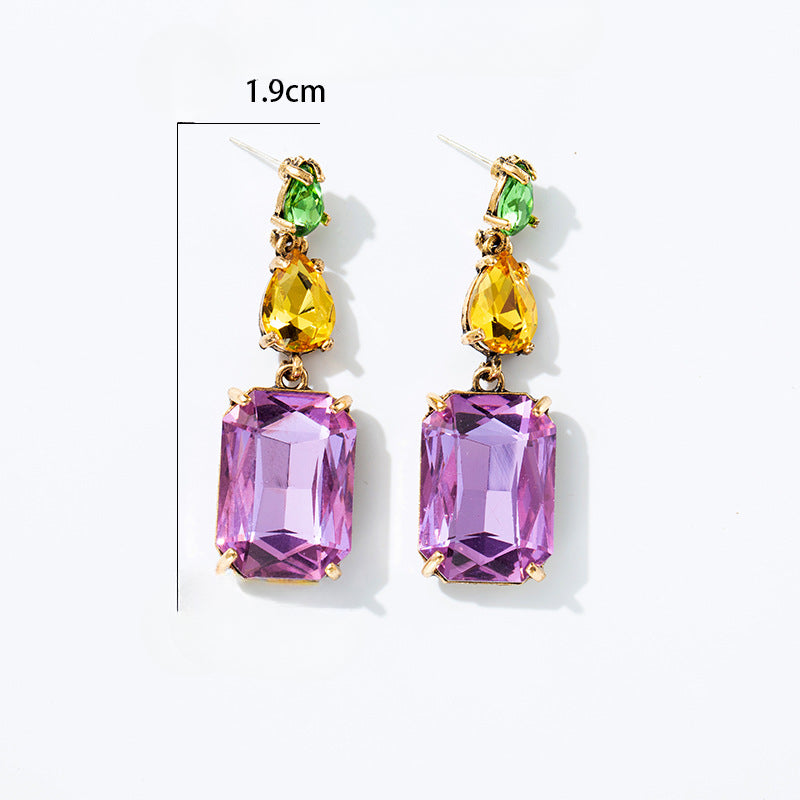 Wholesale Gemstone Series Geometric Square Drop Crystal Earrings ACC-ES-Qunq002