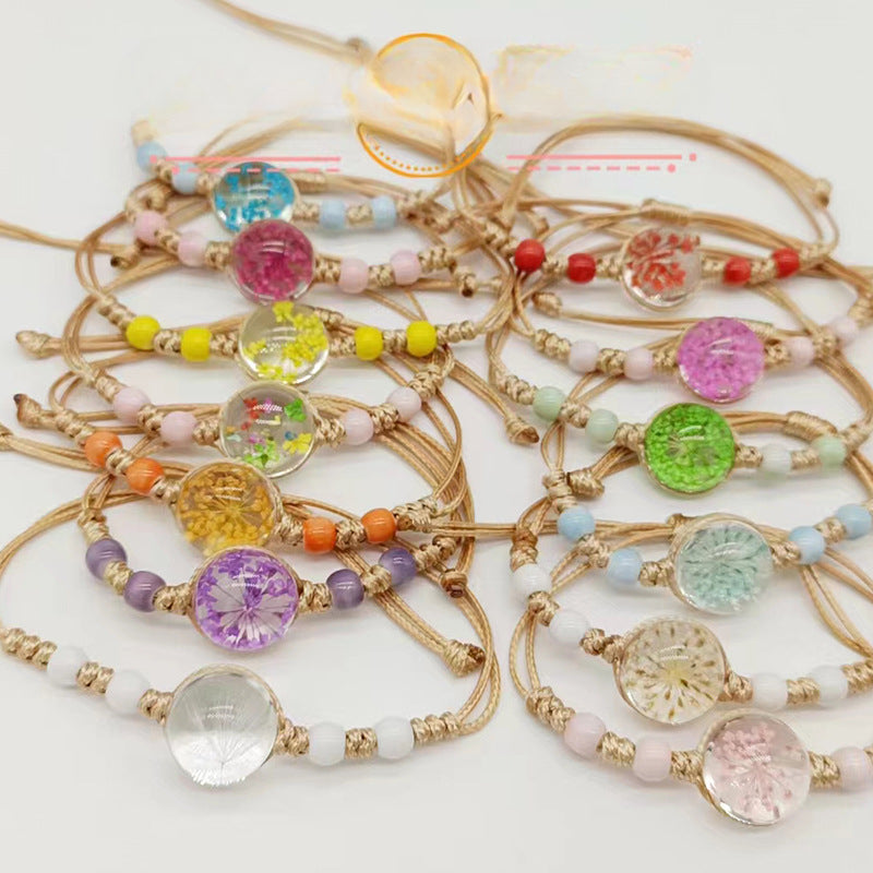 Wholesale Handwoven Colorful Ceramic Beads Natural Real Flower Bracelet ACC-BT-Youl011