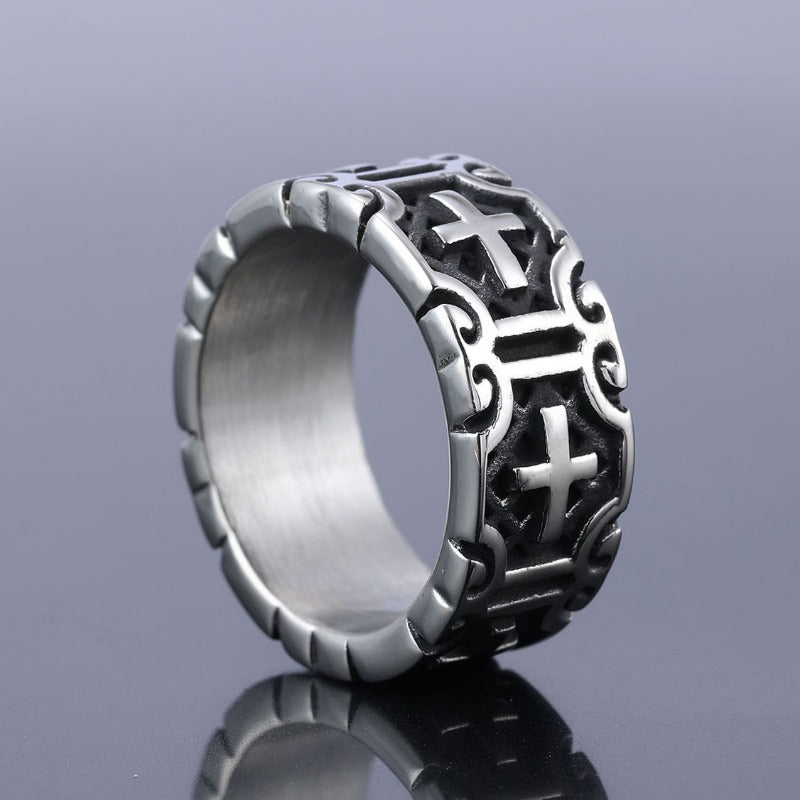 Wholesale Stainless Steel Punk Personality Cross Ring ACC-RS-Moer014