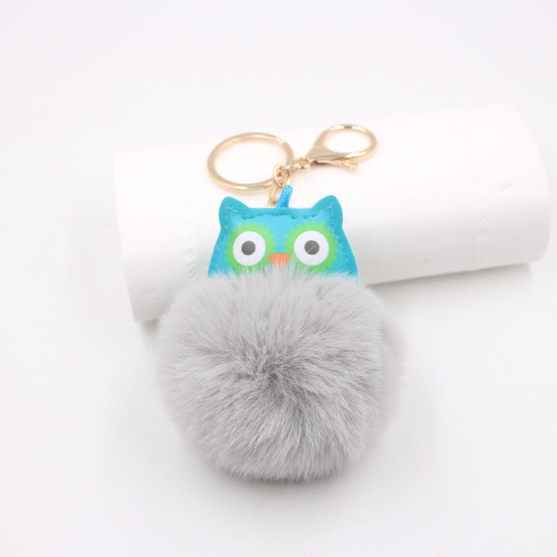 Wholesale Cute Fur Ball Owl Plush Pendant Keychains  ACC-KC-Zuge003